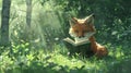 Fox Reading in a Forest Clearing Royalty Free Stock Photo