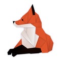 Fox rests lying down. Geometric abstract polygonal illustration. Wild animal origami. Stylish modern clipart for design