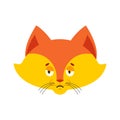 Fox sad emoji. Wild animal sorrowful emotions. she-fox dull. Vector illustration Royalty Free Stock Photo