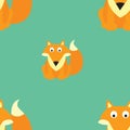 Fox seamless pattern for fabrics, cards. Cute fox sits.