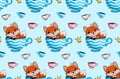 Fox seamless pattern