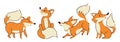 Fox . Set of cute cartoon characters . Hand drawn style . White isolated background . Vector Royalty Free Stock Photo