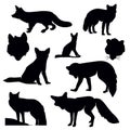 Fox Silhouette Set Royalty Free Stock Photo