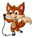 The fox is singing and very cheerful