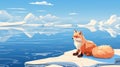 A fox sitting on top of an ice floer. Generative AI image. Royalty Free Stock Photo