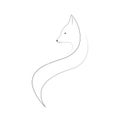 Fox sketch logo in linear style. Black outline on a white background. The vector illustration is isolated. White stoat Royalty Free Stock Photo