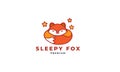 Fox sleep cute cartoon with star modern logo icon vector illustration