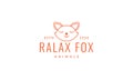 Fox sleep line head face cute logo vector illustration