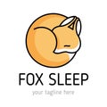 Fox Sleep logo design. Vector Royalty Free Stock Photo