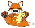 Fox sleeping with chicken