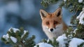 A fox is standing in the snow, looking at the camera Royalty Free Stock Photo