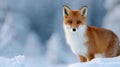 A fox is standing in the snow, looking at the camera Royalty Free Stock Photo
