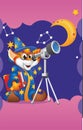 Fox stargazer. Cartoon hero Royalty Free Stock Photo
