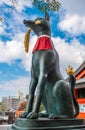 Fox statue at the Fushimi Inari shrine in Kyoto, Japan.