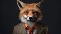 Fox in suit. Successful businessman. Generative AI