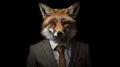 Fox in suit. Successful businessman. Generative AI