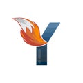 fox tail fire logo logotype alphabet initial letter design vector art Royalty Free Stock Photo