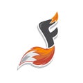 fox tail fire logo logotype alphabet initial letter music note