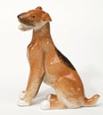 Fox terrier Dog ceramic figurine, isolated on white Royalty Free Stock Photo