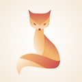Fox. Vector illustration of logo. Stylized, simplified and isolated cute animal