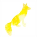 fox watercolor silhouette, on white background