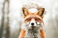 Fox is wearing a chef's hat and looking at the camera Royalty Free Stock Photo