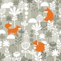 Fox in winter forest seamless pattern. Royalty Free Stock Photo