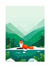 fox in winter forestfox forest Royalty Free Stock Photo
