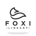 Fox or Wolf vector logo line art style Royalty Free Stock Photo