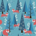 Foxes in forest