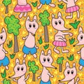 Foxes Forest Seamless Pattern_eps Royalty Free Stock Photo