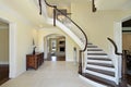 Foyer with curved staircase