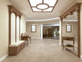 Foyer in a luxury house in a classic style with a staircase