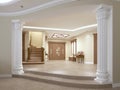 Foyer in a luxury house in a classic style with a staircase