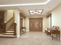 Foyer in a luxury house in a classic style with a staircase