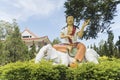 Chen Tien Buddhist Temple, colorful statue of a bodhisattva on a white elephant Royalty Free Stock Photo