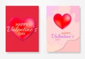 Valentine\'s day posters set. Vector illustration. 3d red, white and pink hearts Royalty Free Stock Photo