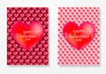 Valentine\'s day posters set. Vector illustration. 3d red, white and pink hearts Royalty Free Stock Photo