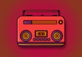 Red vintage radio on vintage background. Vector retro radio design. Royalty Free Stock Photo