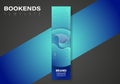 Blue bookend template with flowing liquid shapes,