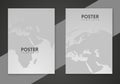 Trendy world concept poster set. Vector cover templates with world map.