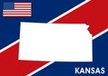 Kansas - USA, United States of America Map vector template. Royalty Free Stock Photo