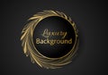 Elegant banner with intricate, parallel golden lines on a dark background.