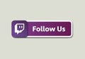 Twitch logo, Twitch icon Follow us speech bubble. Message bubbles. Social media design concept.