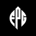 FPG circle letter logo design with circle and ellipse shape. FPG ellipse letters with typographic style. The three initials form a Royalty Free Stock Photo