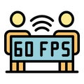 60 fps stream icon color outline vector