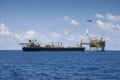 FPSO attach to oil platform in open sea Royalty Free Stock Photo