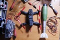fpv military drone on desk with bomb replica Royalty Free Stock Photo