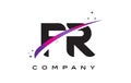 FR F R Black Letter Logo Design with Purple Magenta Swoosh