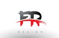 FR F R Brush Logo Letters with Red and Black Swoosh Brush Front